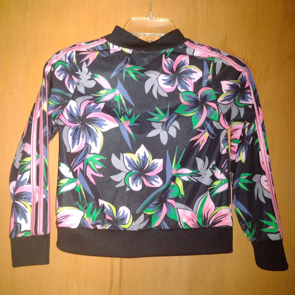 Adidas Girl's Lightweight Floral Jacket Size 7/8 - Picture 2 of 7